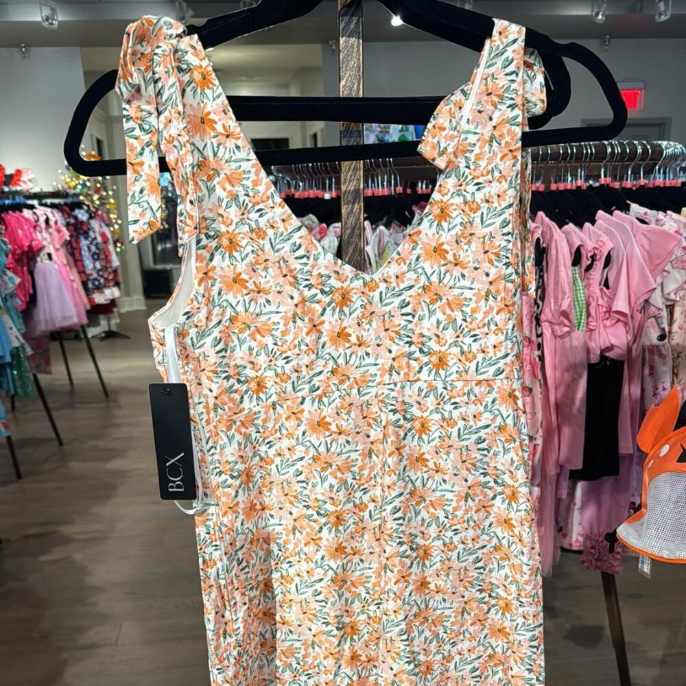 BCS Ladies Orange Flower Sleeveless Dress